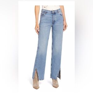 Free People High Rise Button Fly Split Flare Hem Jeans Size 30 Style OB1343554
